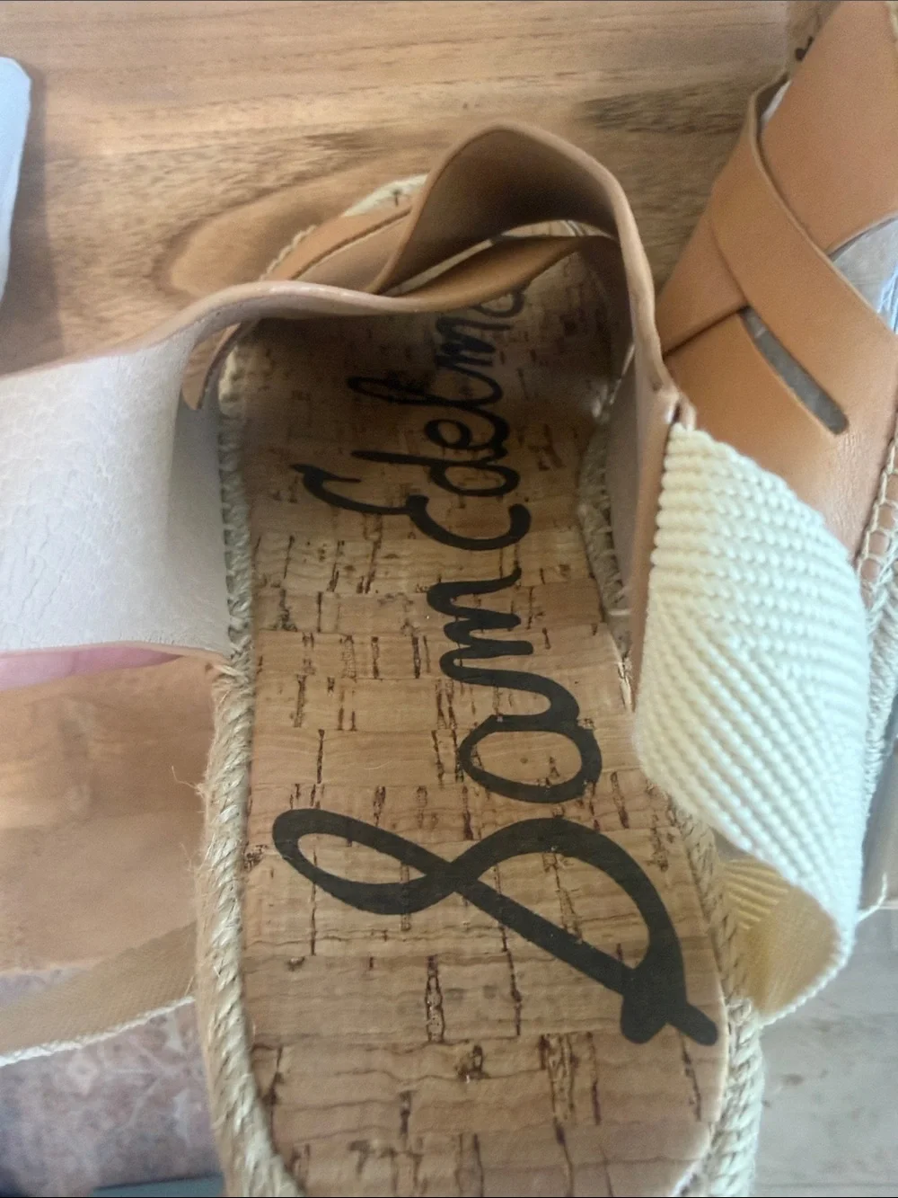 Sam Edelman Tan Leather Crisscross Espadrille Tie Sandals